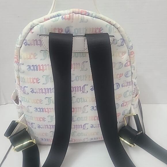 Juicy Couture Rosie Mini Backpack Purse White-Rainbow Nylon - Picture 3 of 10